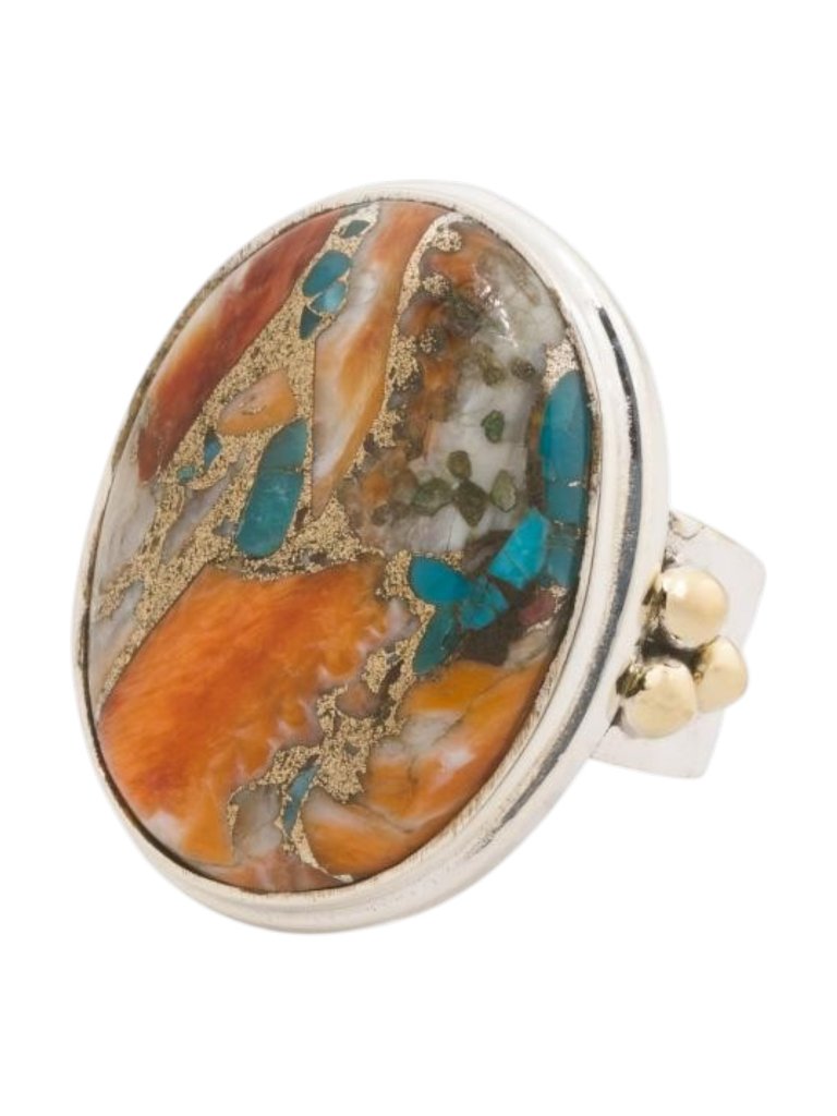 Shivam Made In India Sterling Silver Plated Oyster Turquoise Ring